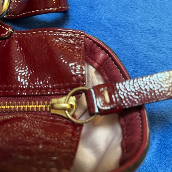 Coach Signature Embossed Gallery Burgundy Patent Leather Tote - Picture 12 of 12